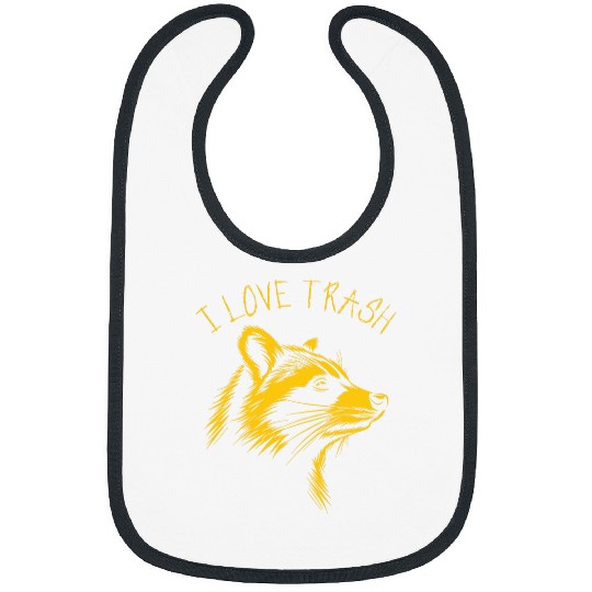 Raccoon Pet Funny Street Cat I Love Trash Raccoon 3 Bibs