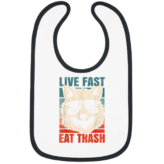Raccoon Pet Funny Live Fast Eat Trash Raccoon 2 Bibs