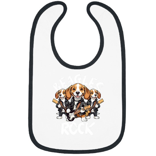 Beagless Rock Beagle Dog Trio Rocking Out Playing Guitar Bibs