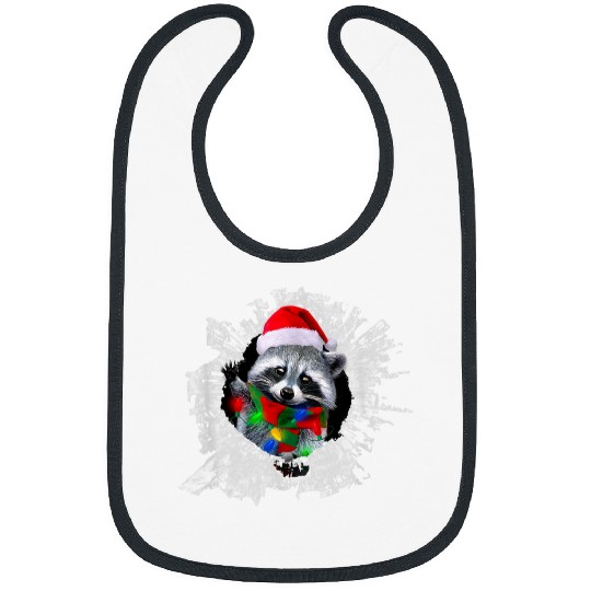 Raccoon Pet christmas broken tree lights pajama raccoon lover Bibs