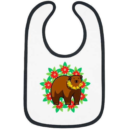 Bear Pet Love Nature Flower Decorated Bear Cute Bibs