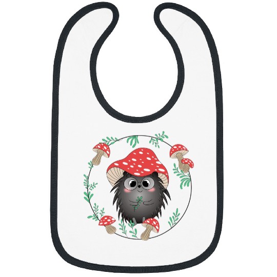 Hedgehog Pet Mushroom Hat Cottagecore Aesthetic Kawaii Fall Bibs