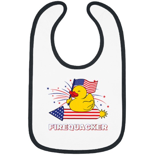 Duck Pet Funny 4th July Firequacker Rubber Duck Riding A Firework Bibs