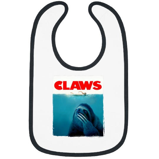 Sloth Pet CLAWS Funny JAWS Parody Cute Sloth Attacking Like A Shark Bibs