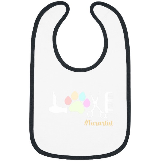 LOVE Dog Groomer Life Fur Artist Grooming Cat Dog Paw Print Bibs