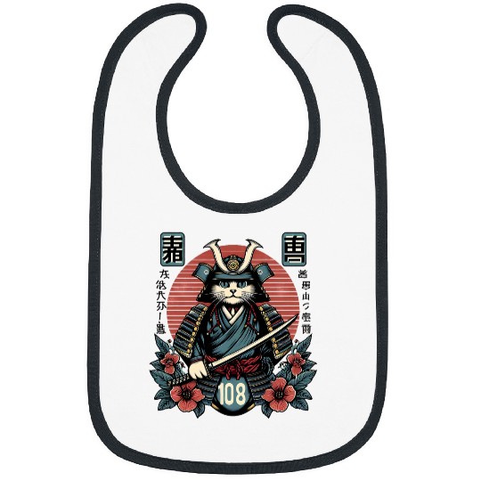Ancient Samurai Cat Japan Culture Ninja Bibs
