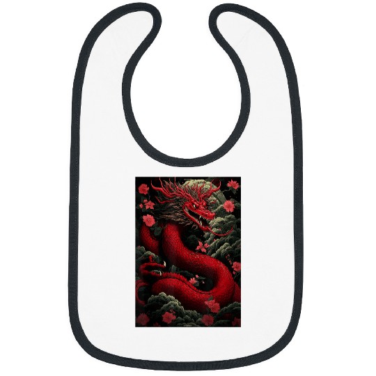 Dragon Pet Japanese Dragon Red Serpent Graphic Snake Art Bibs