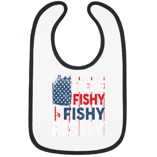 American Flag HereFishy Funny Kid Women 4th of July Fishing Bibs