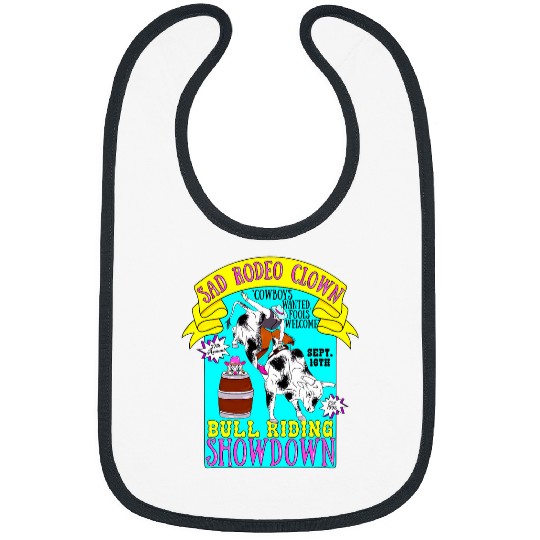 Sad Rodeo Clown Bull Riding Showdown Funny Animal Apparel Bibs