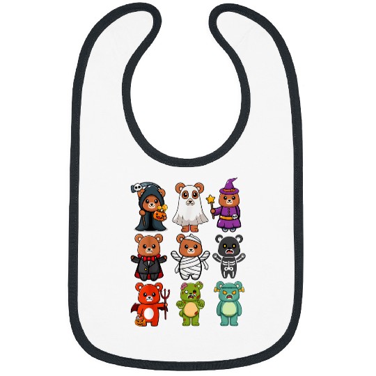 Bear Pet Bear Spooky ghosts BooJee Horror Pumpkin Bear Halloween Bibs