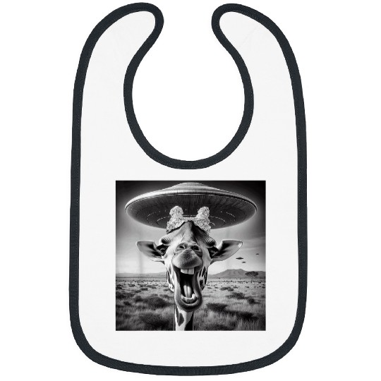 Giraffe Pet With Tin Foil Hat Funny UFO Encounter Alien Meme Bibs