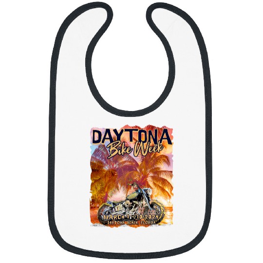 2024 DAYTONA BEACH BIKE WEEK BIKE AND PALMS ART ON FRONT Bibs