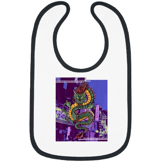 Dragon Pet Japanese Dragon Vaporwave 80s retro Bibs