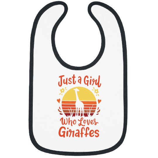 Giraffe Pet Just a Girl Who Loves Giraffes Retro Vintage Bibs