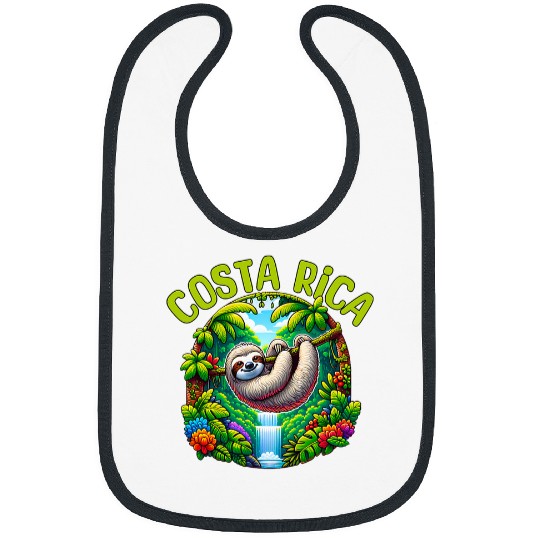Sloth Pet Costa Rica Sloth Tropical Rainforest Waterfall Travel Fun Bibs