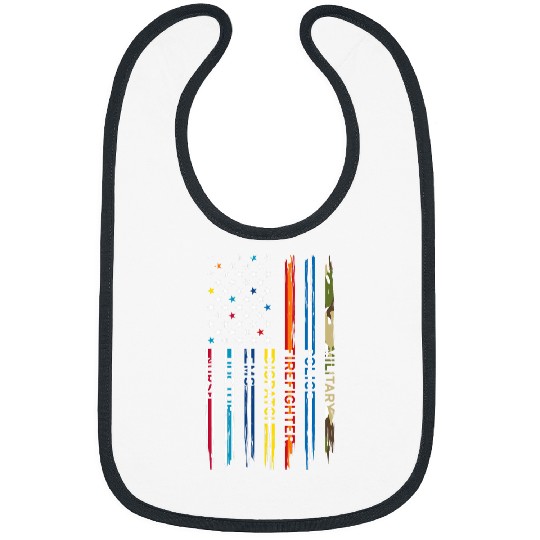 First Responders US Flag Police Fires Military nurses Doctor Bibs