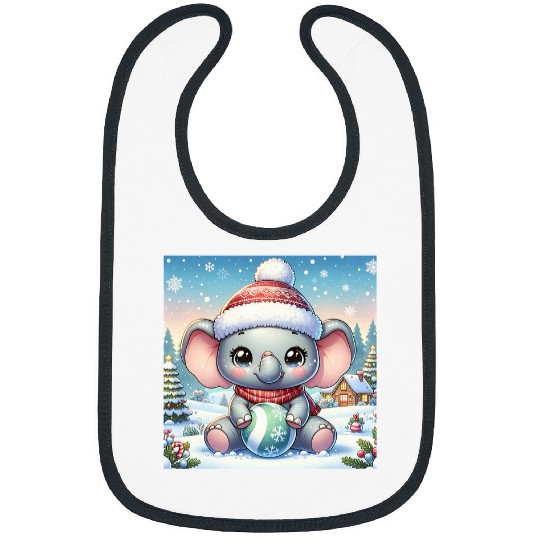 Elephant Pet Kawaii Christmas Elephant Christmas Tree Design Bibs