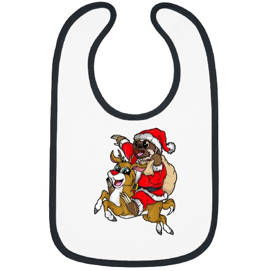 Sloth Pet Santa Sloth Riding Rudolph Reindeer Christmas Merry Slothmas Bibs