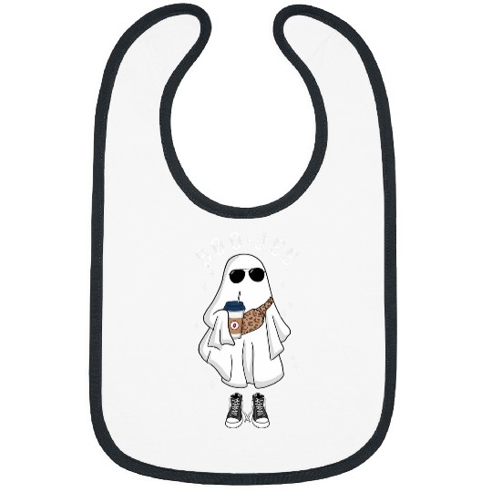 Coffee Fun Spooky Season Cute ghosts Halloween Boo Jee Coffee Leopard Bibs