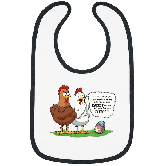 Funny Easter Bunny Bad Influence Dyed Egg Full Body Tattoo Bibs