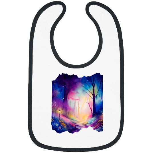 Boho Chic Enchanted Forest Rainbow Watercolor Sky Bibs