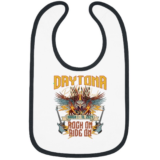 2024 DAYTONA BEACH BIKE WEEK ROCK ON RIDE ON FRONT ART Bibs
