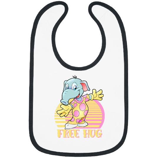 Elephant Pet frees Hug Baby Elephant In Yellow Pajamas Pink Polka Dots Bibs