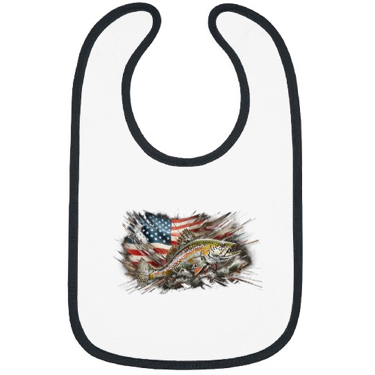 American Flag Speckled Trout Fishing 4th Of July Bibs