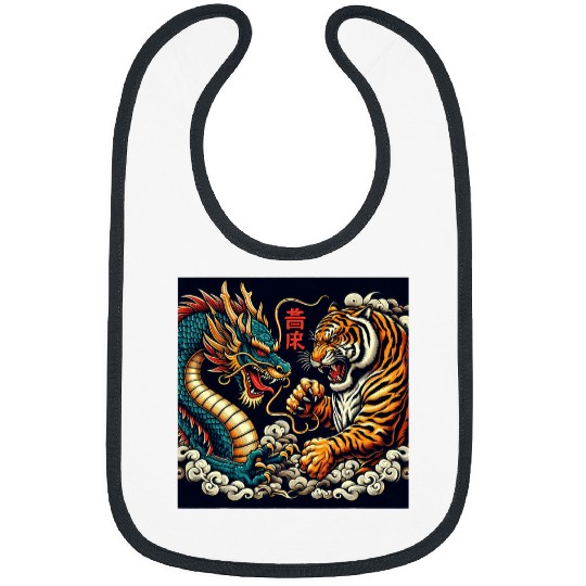 Dragon Pet Japanese Dragon Fighting Giant Tiger Asian Folklore Bibs