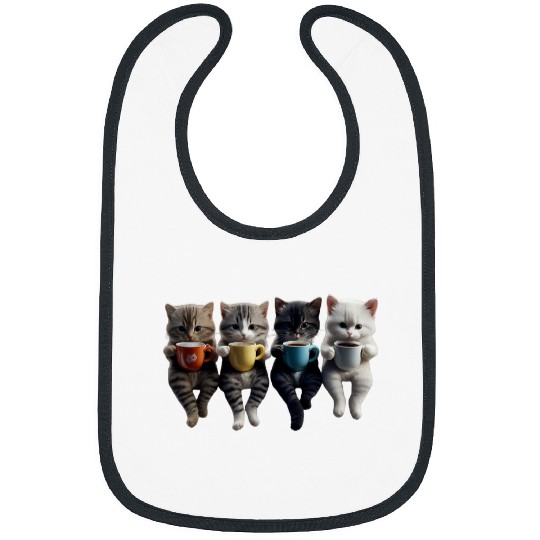 Coffee Fun Cats Drink Coffee Too Coffee Enthusiast Cat Lover Bibs