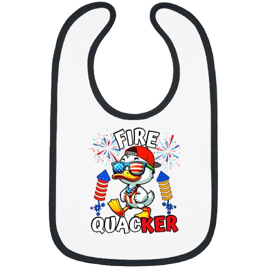 Duck Pet Funny Firequacker 4th of July Duck Patriotic Fourth of July Bibs