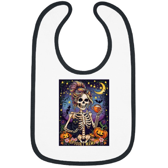 Coffee Fun Spooky Mama Tarot Card Halloween Mom Skull Mama Bibs