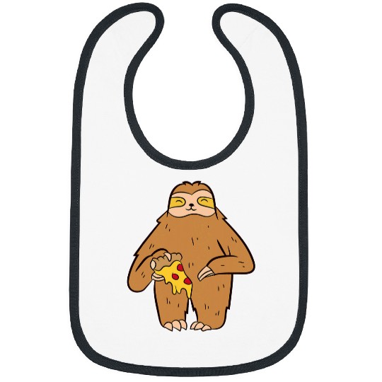 Sloth Pet Eating Pizza Slice Cute Sloth Bibs
