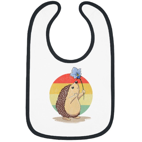 Hedgehog Pet Retro Flower Sunset Autumn Animal Bibs