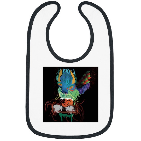Dragon Pet Japanese dragon biting hourglass streetwear Bibs