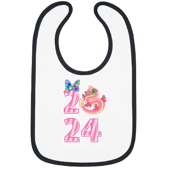 Dragon Pet Pink Dragon Big Bow Party Happy New Year NYE For Girls Bibs