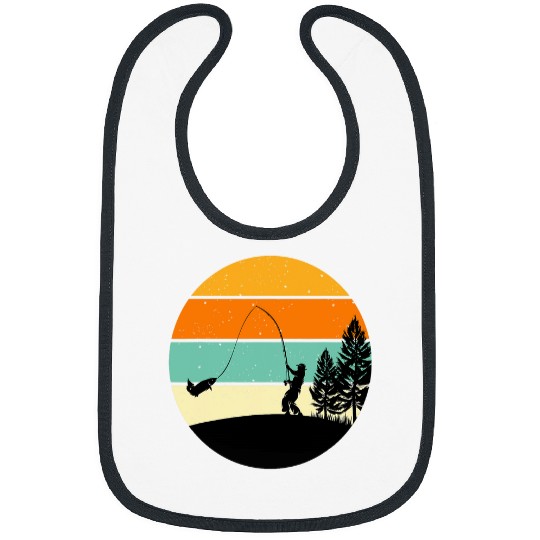 Fishing fishermen fishing at the lake vintages retro nostalgia Bibs