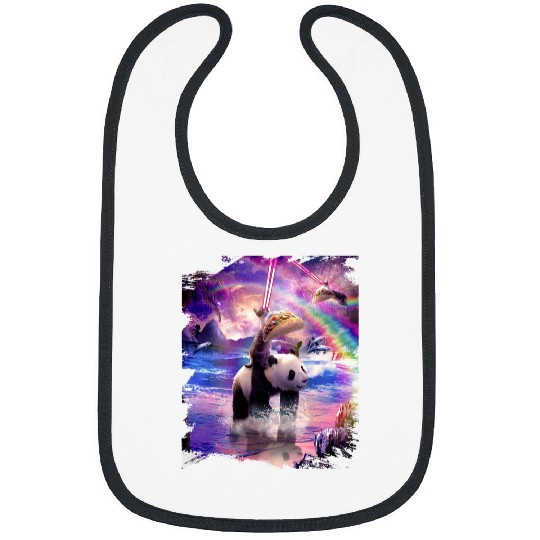 Panda Pet Rainbow Laser Space Cat On Panda Eating Taco Bibs
