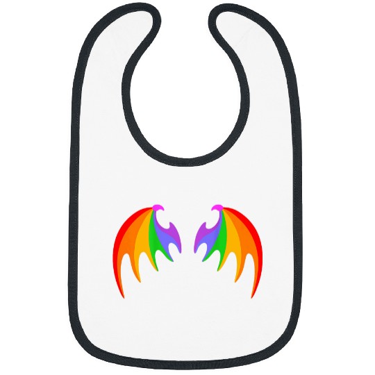 Dragon Pet BACK PRINT Rainbow Dragon Bat Wings Cute Pride Party Magic Bibs