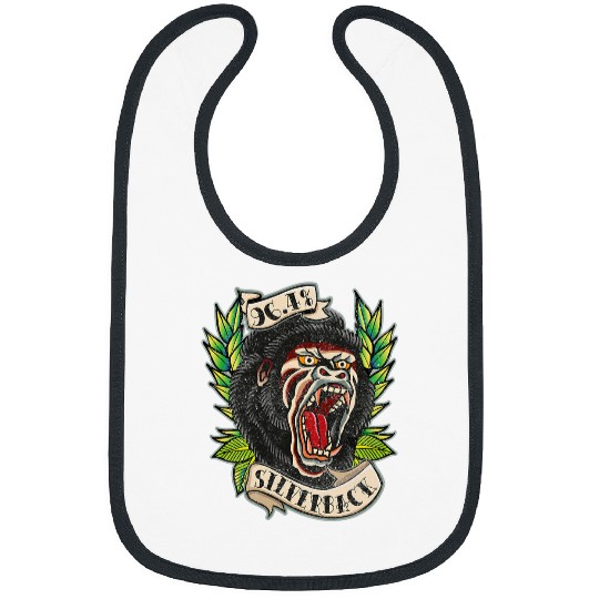 964 Silverback Gorilla Traditional Tattoo style gym Bibs