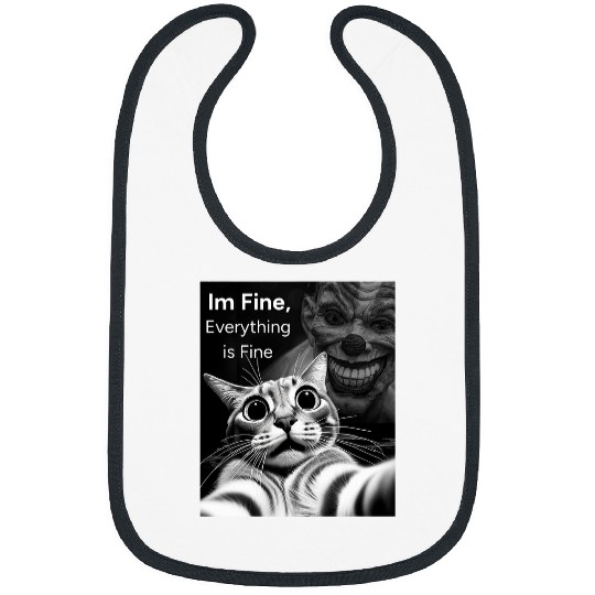 Im Fine Everything Is Fine Funny Cat Selfie Bibs