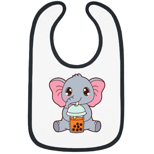 Elephant Pet Kawaii Cute Boba Elephant Thai Iced Bubble Pearl Milk Tea Bibs