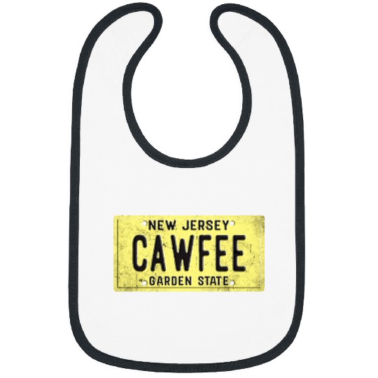 Coffee Fun Cawfee NJ New Jersey Retro License Plate Need Coffee Lover Bibs