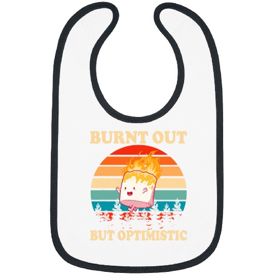 Burnt Out But Optimistic Marshmallow Retro Sunset Camping 1 Bibs