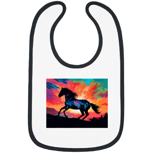 Horizon Gallop Colorful Silhouettes Horse Lover Equestrian Bibs