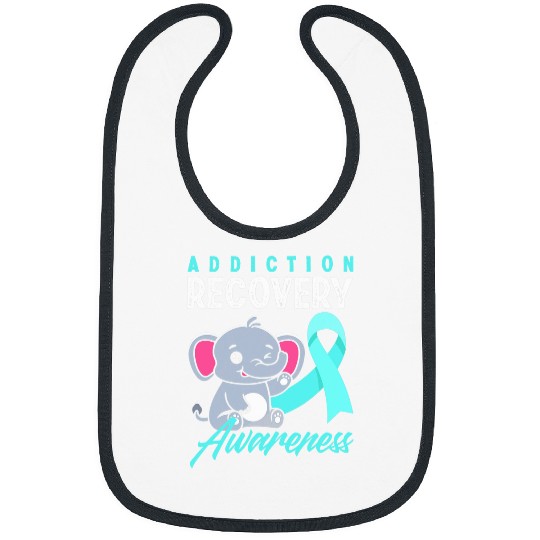 Elephant Pet Light Blue Ribbon Addiction Recovery Awareness Bibs