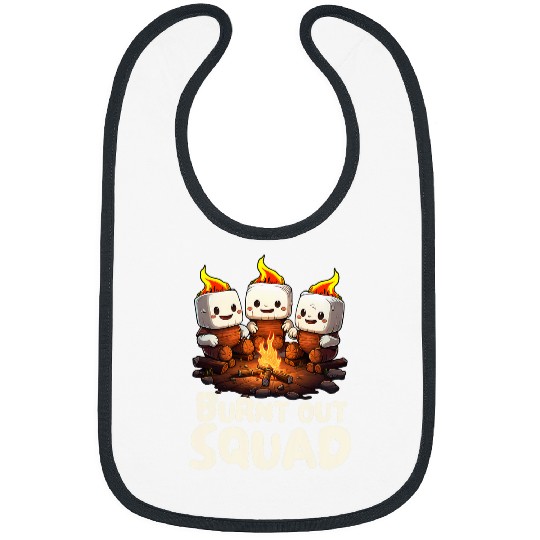 Burnt Out Squad Camping Campfire Marshmallow Matching Family Bibs