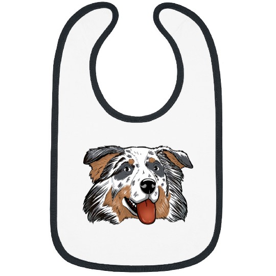 Aussie Blue Merle Dog Face Australian Shepherd Blue Merle Bibs