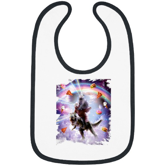 Sloth Pet Laser Eyes Space Cat On Sloth Dinosaur Rainbow 7 Bibs