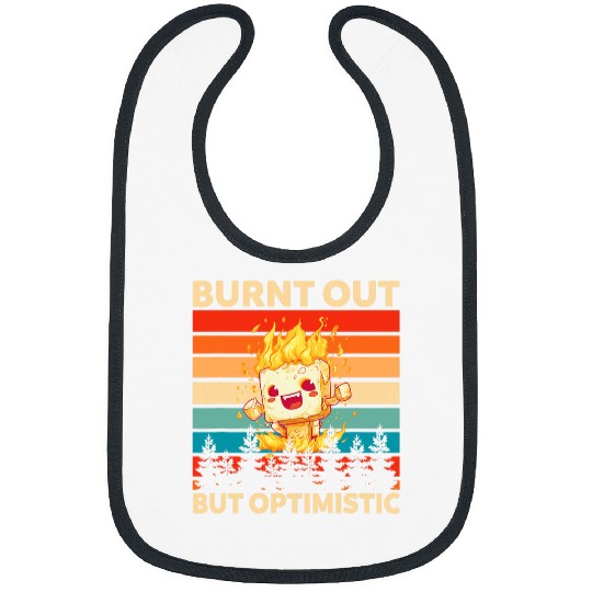 Burnt Out But Optimistic Funny Marshmallow Retro Camping 10 Bibs